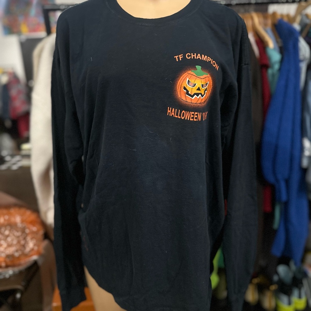 Gildan Black Halloween Pumpkin Long Sleeve Tee